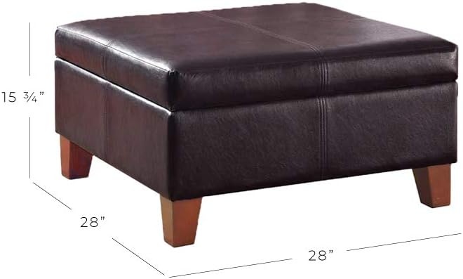 image:imageHomePop Luxury Large Storage Ottoman Blue Woven FabricBrown