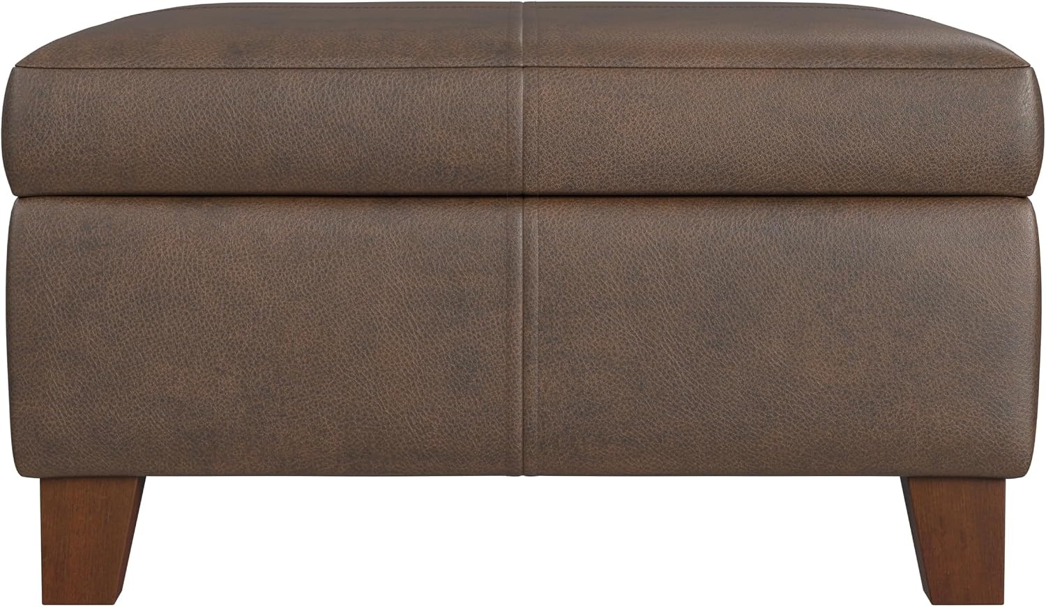 image:imageHomePop Luxury Large Storage Ottoman Blue Woven FabricBrown Faux Leather
