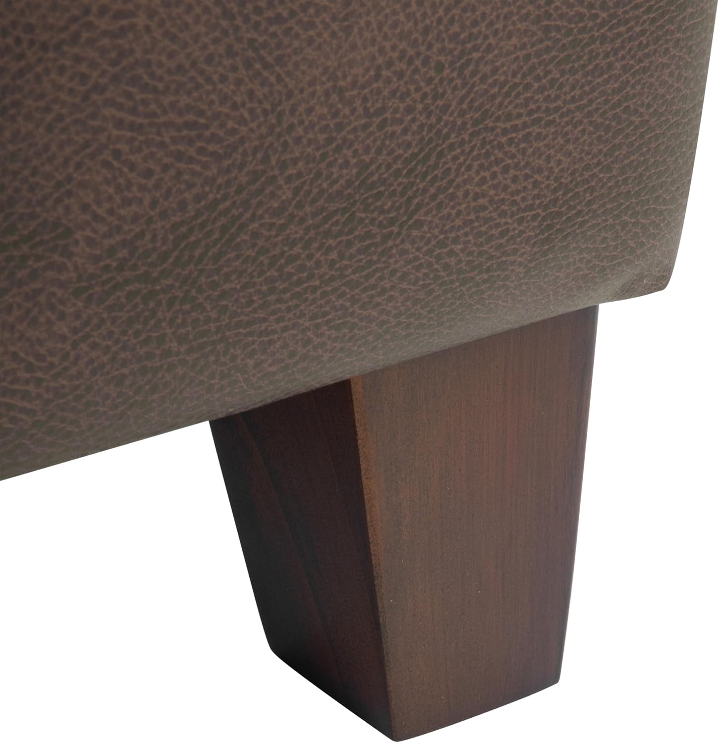 image:imageHomePop Luxury Large Storage Ottoman Blue Woven FabricBrown Faux Leather