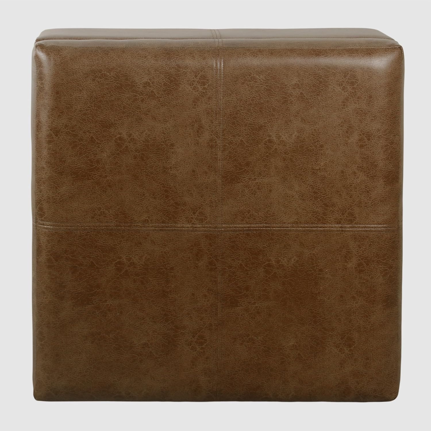 image:imageHomePop Luxury Large Storage Ottoman Blue Woven FabricDistressed Brown Faux Leather