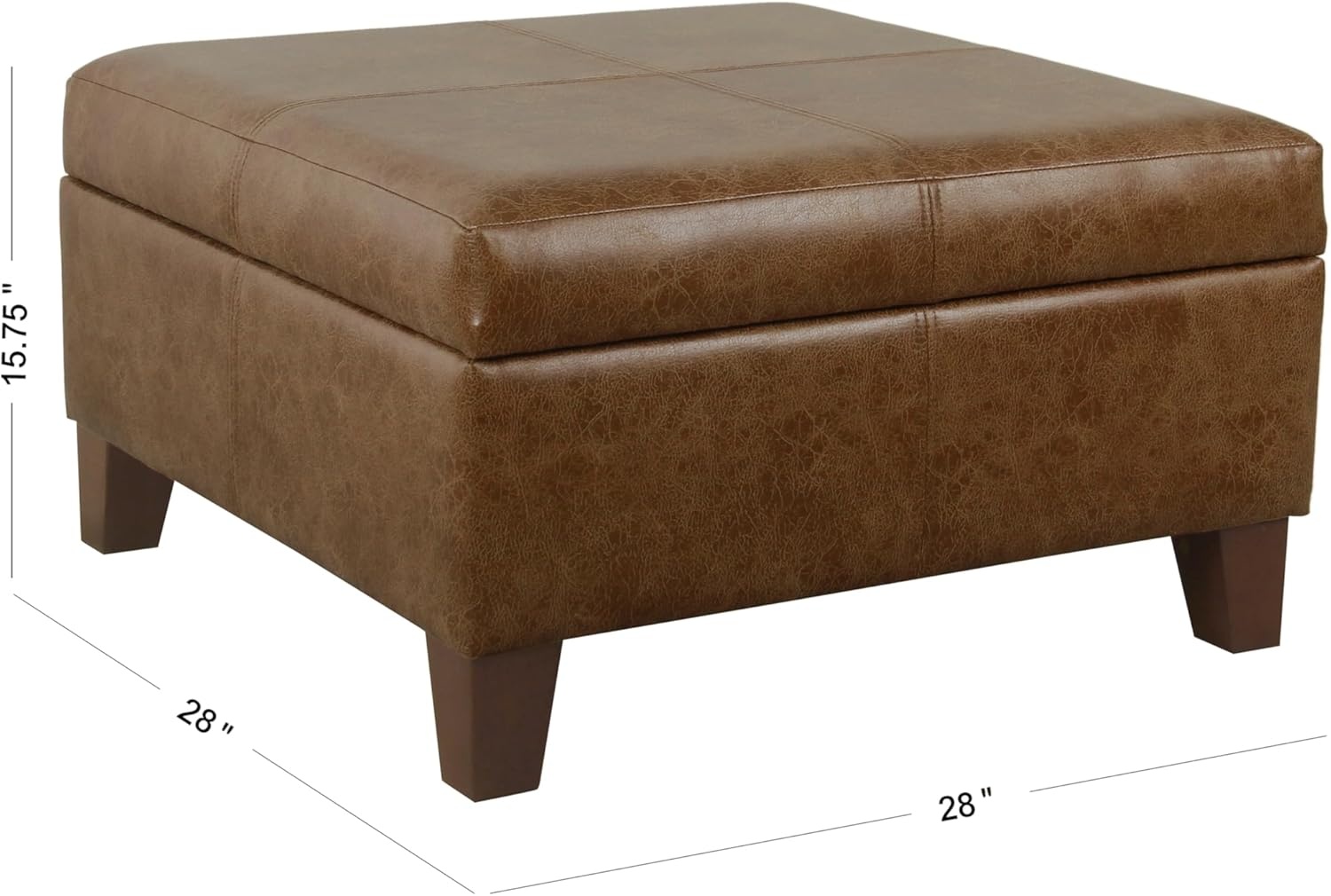 image:imageHomePop Luxury Large Storage Ottoman Blue Woven FabricDistressed Brown Faux Leather