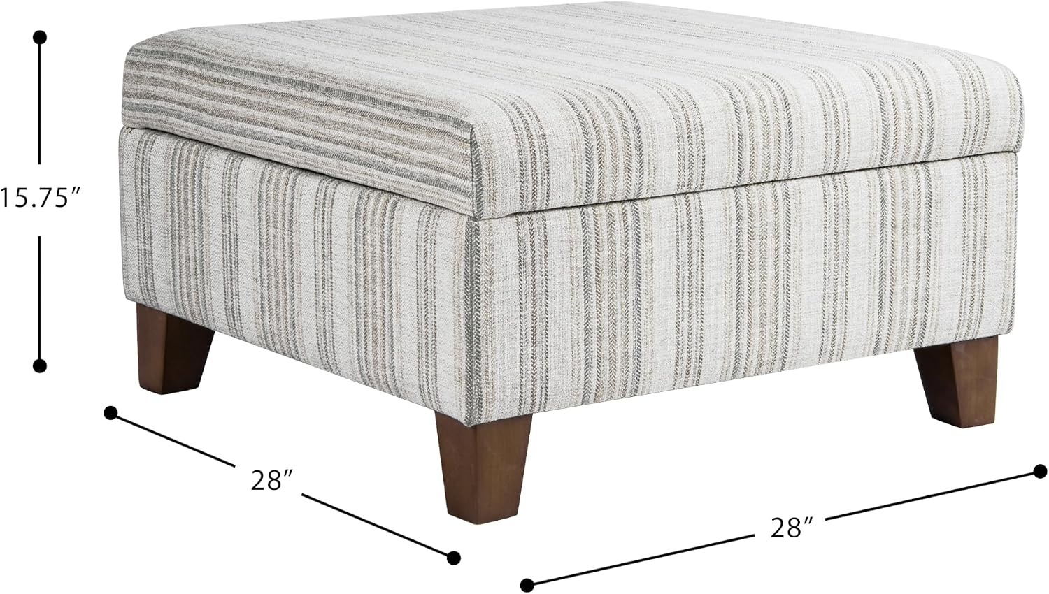 image:imageHomePop Luxury Large Storage Ottoman Blue Woven FabricGray Striped Pattern