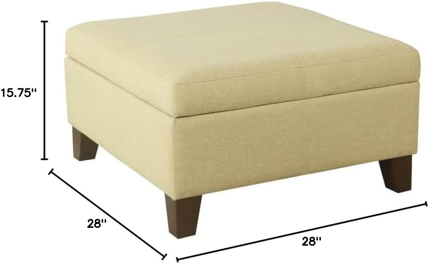 image:imageHomePop Luxury Large Storage Ottoman Blue Woven FabricTan