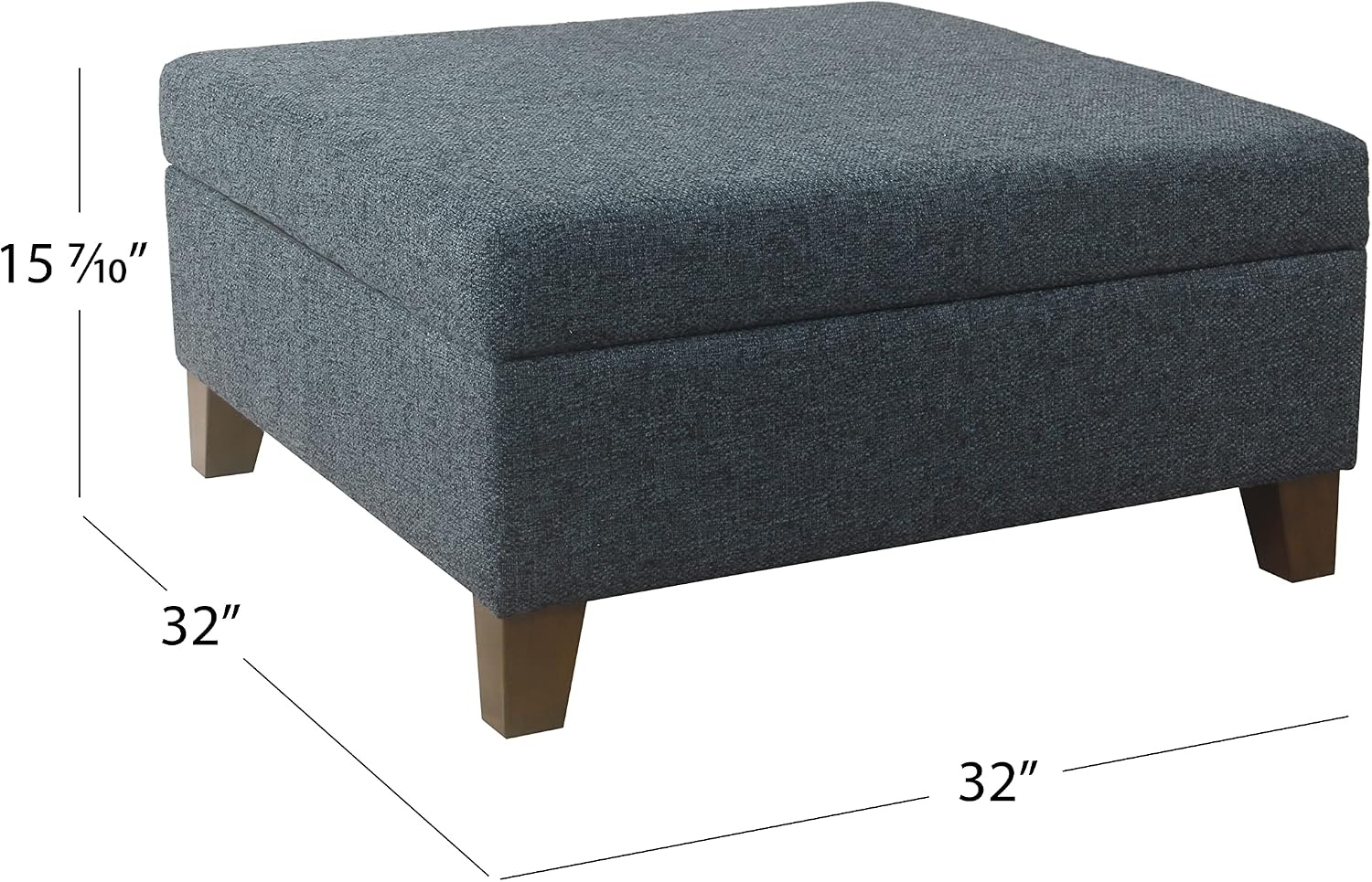 image:imageHomePop Luxury Large Storage Ottoman Blue Woven FabricTextured Navy