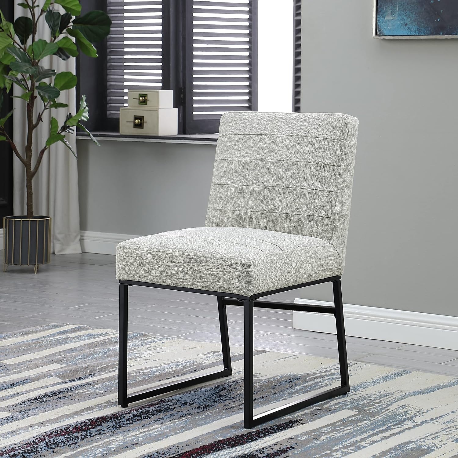 image:imageHomePop Parsons Classic Upholstered Accent Dining Chair Single Pack OrangeGray Woven