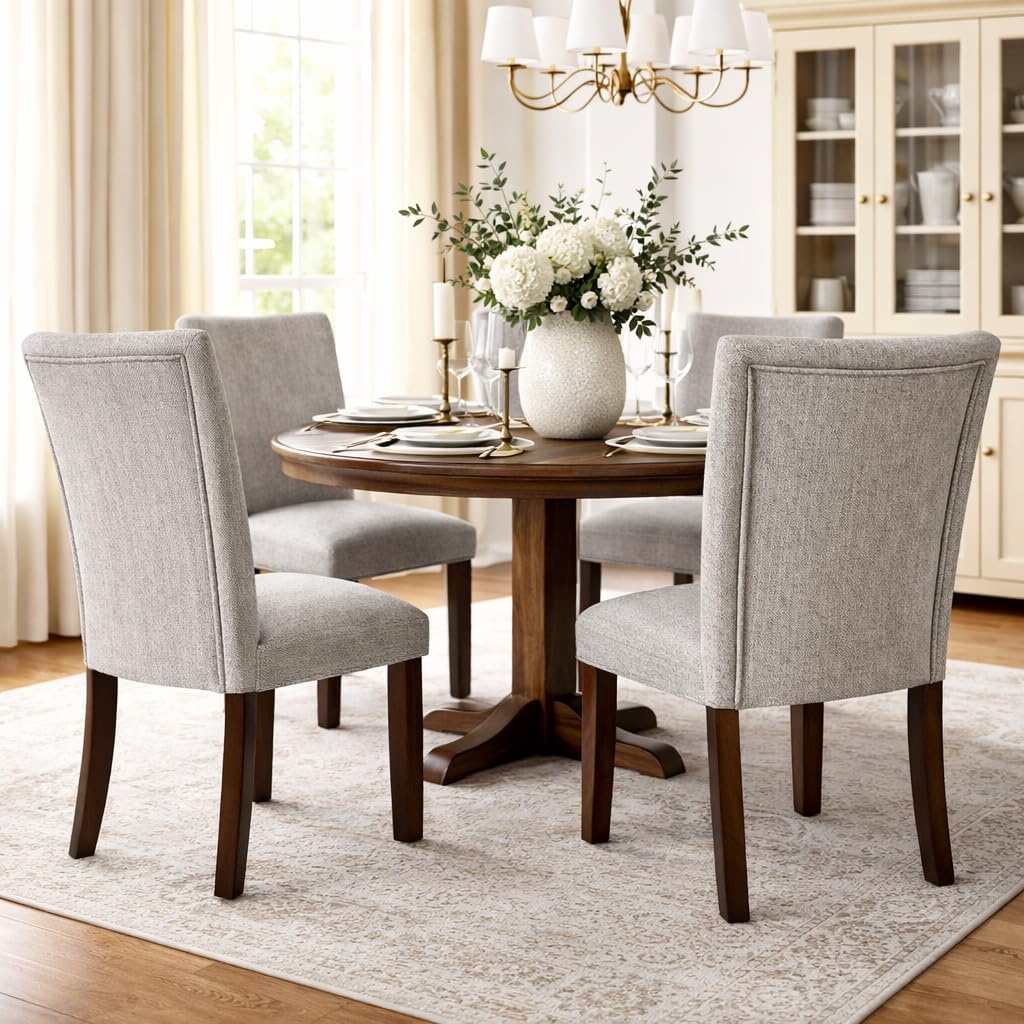 image:imageHomePop Parsons Classic Upholstered Accent Dining Chair Single Pack OrangeLight Gray