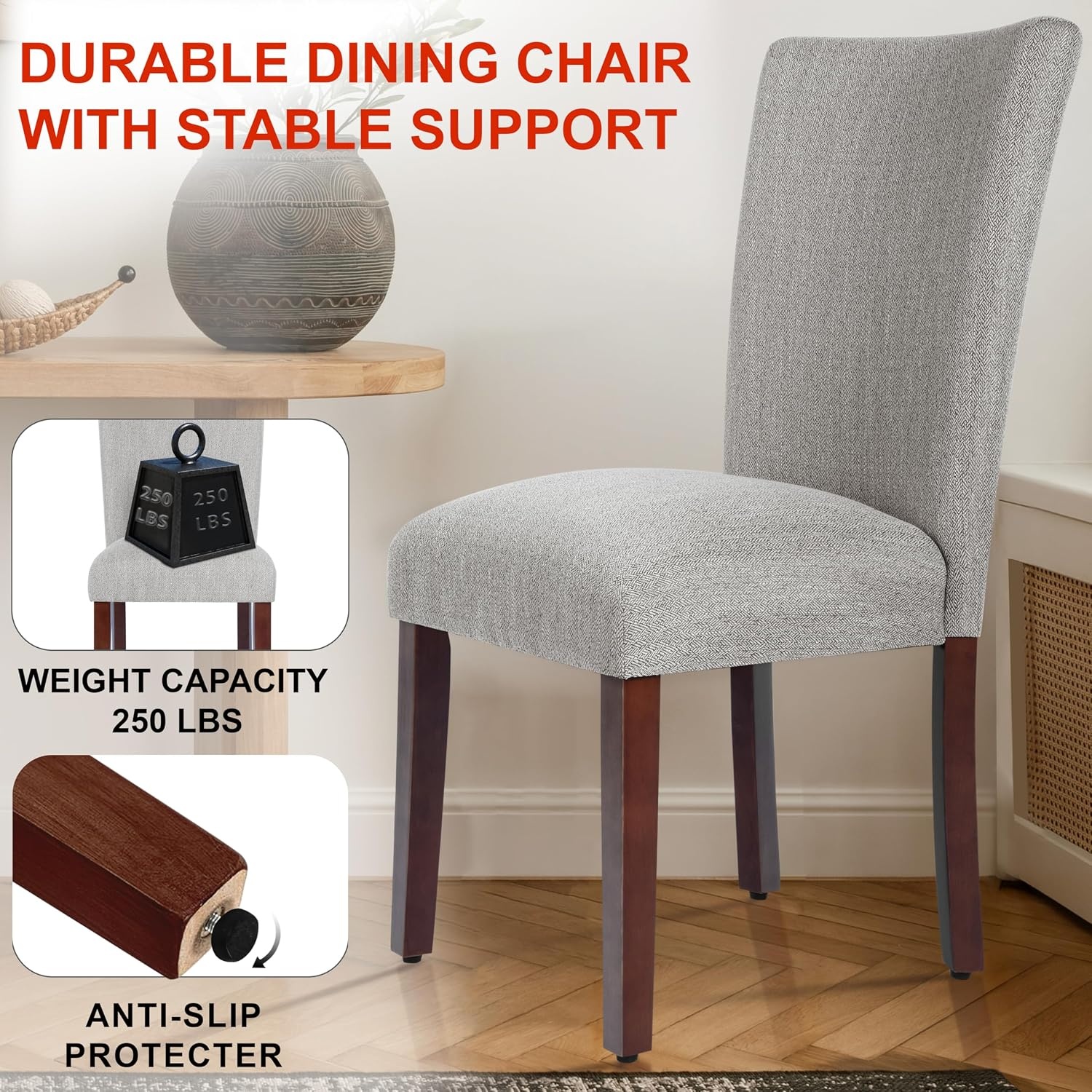 image:imageHomePop Parsons Classic Upholstered Accent Dining Chair Single Pack OrangeLight Gray