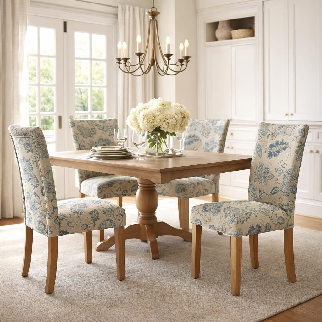 image:imageHomePop Parsons Dining Chair Brown Stripe Set of 2Blue Jacobean