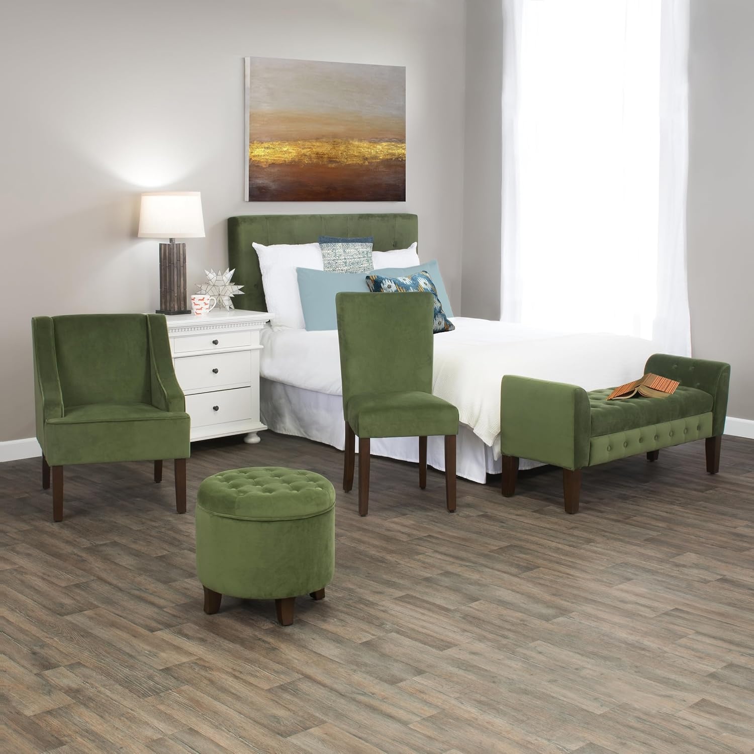 image:imageHomePop Parsons Dining Chair Brown Stripe Set of 2Dark Green Velvet