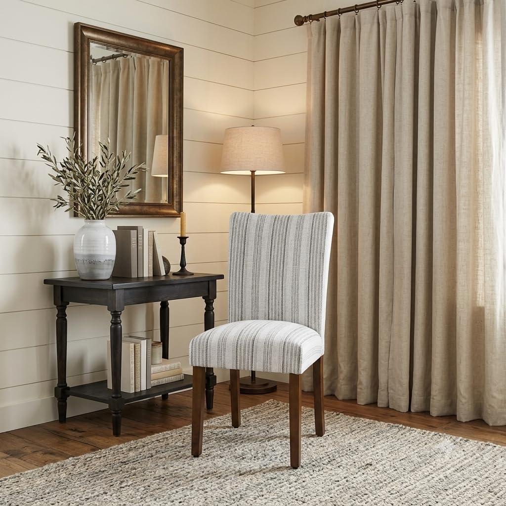 image:imageHomePop Parsons Dining Chair Brown Stripe Set of 2Gray Striped Pattern