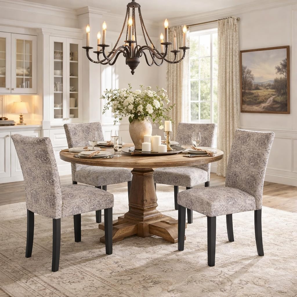 image:imageHomePop Parsons Dining Chair Brown Stripe Set of 2Linen Artistic Floral Print
