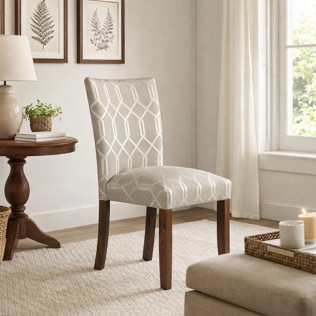 image:imageHomePop Parsons Dining Chair Brown Stripe Set of 2Pewter Gray Cream Lattice Set of 2