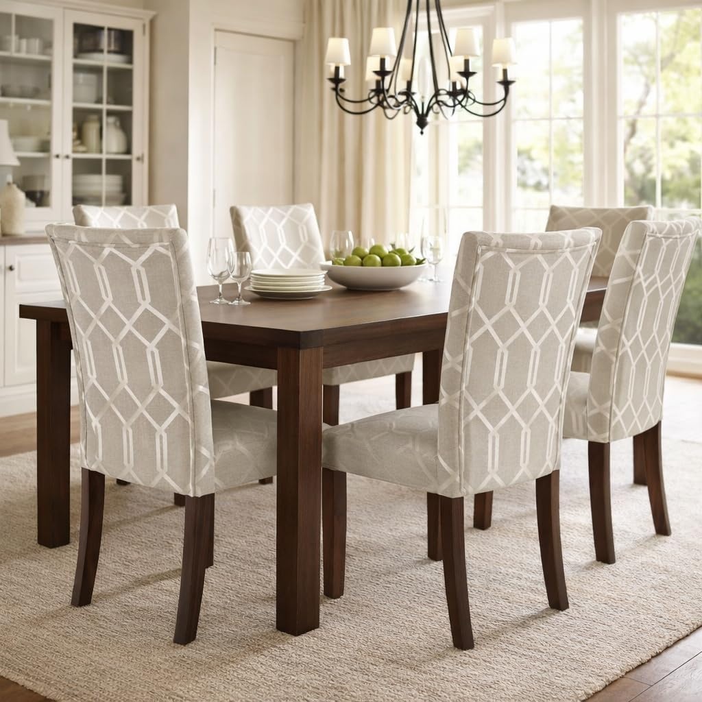 image:imageHomePop Parsons Dining Chair Brown Stripe Set of 2Pewter Gray Cream Lattice Set of 2