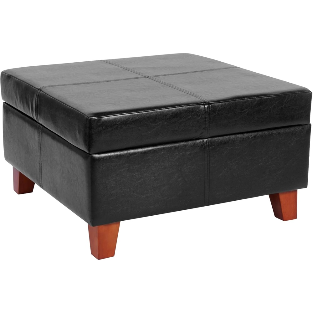 image:imageHomePop Luxury Large Storage Ottoman  Blue Woven FabricBlack