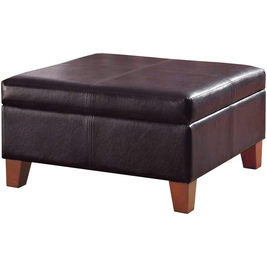 image:imageHomePop Luxury Large Storage Ottoman  Blue Woven FabricBrown