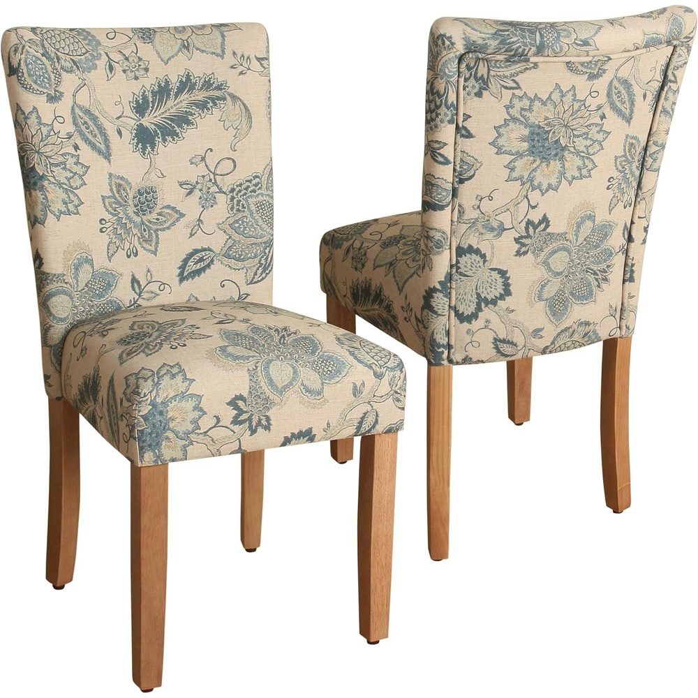image:imageHomePop Parsons Dining Chair  Black Plaid Set of 2Blue Jacobean