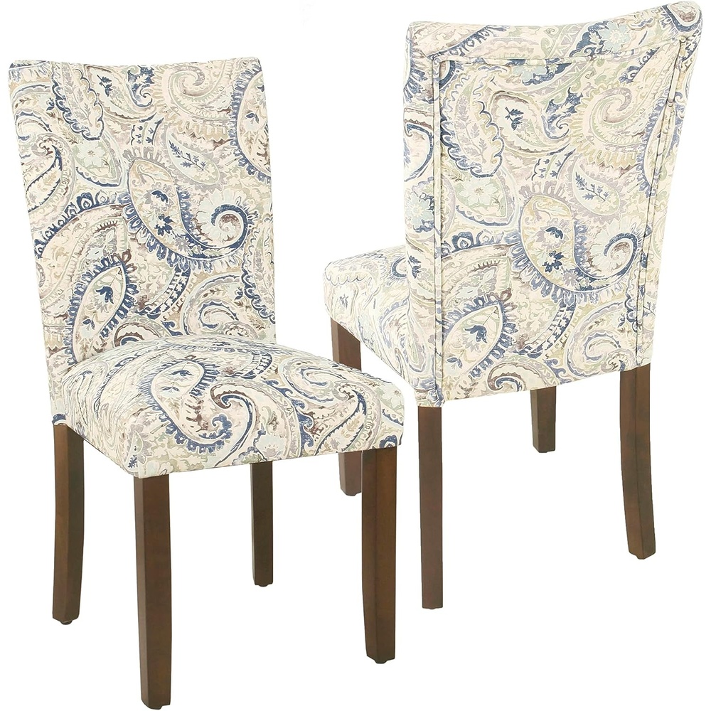image:imageHomePop Parsons Dining Chair  Black Plaid Set of 2Blue Velvet