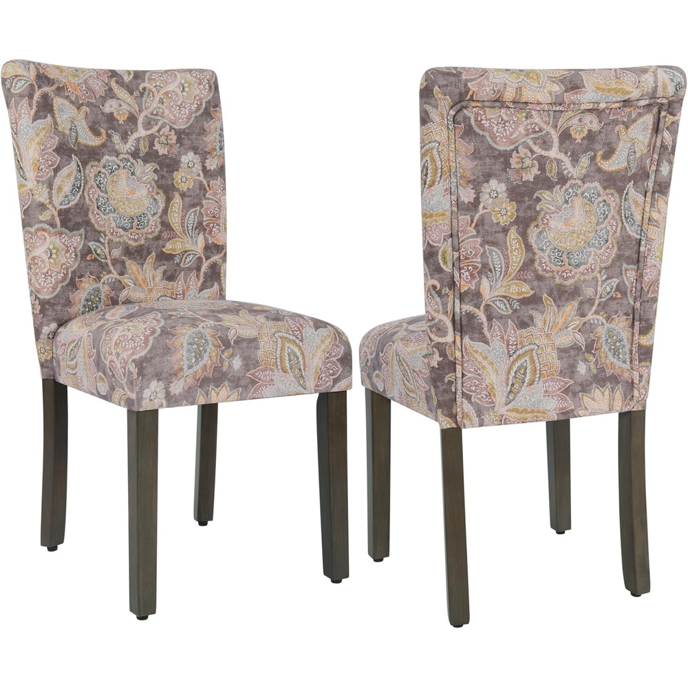 image:imageHomePop Parsons Dining Chair Black Plaid Set of 2Grey Floral