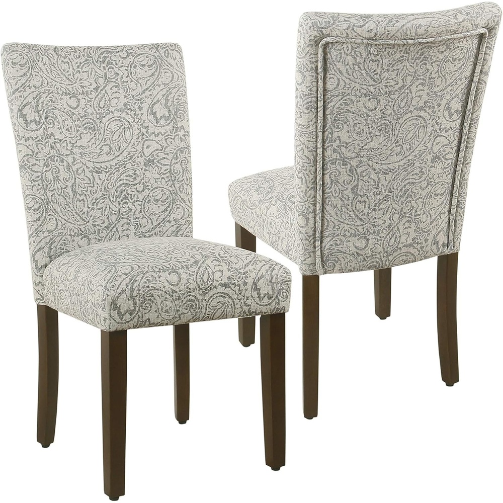 image:imageHomePop Parsons Dining Chair Black Plaid Set of 2Grey Floral Tree Pattern