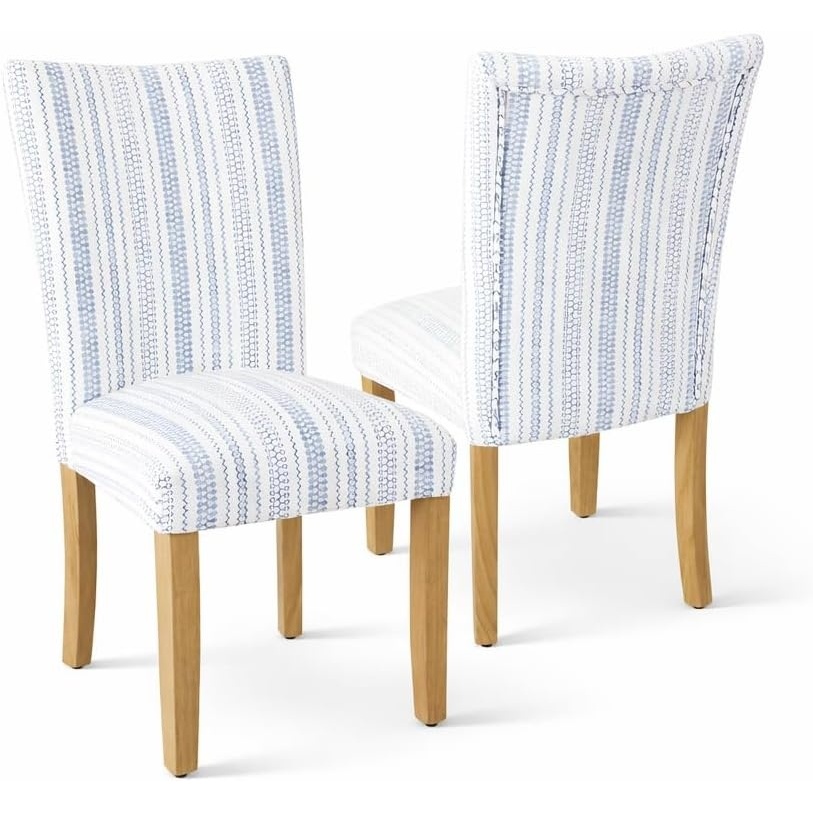 image:imageHomePop Parsons Dining Chair Brown Stripe Set of 2Blue Farmhouse Stripe