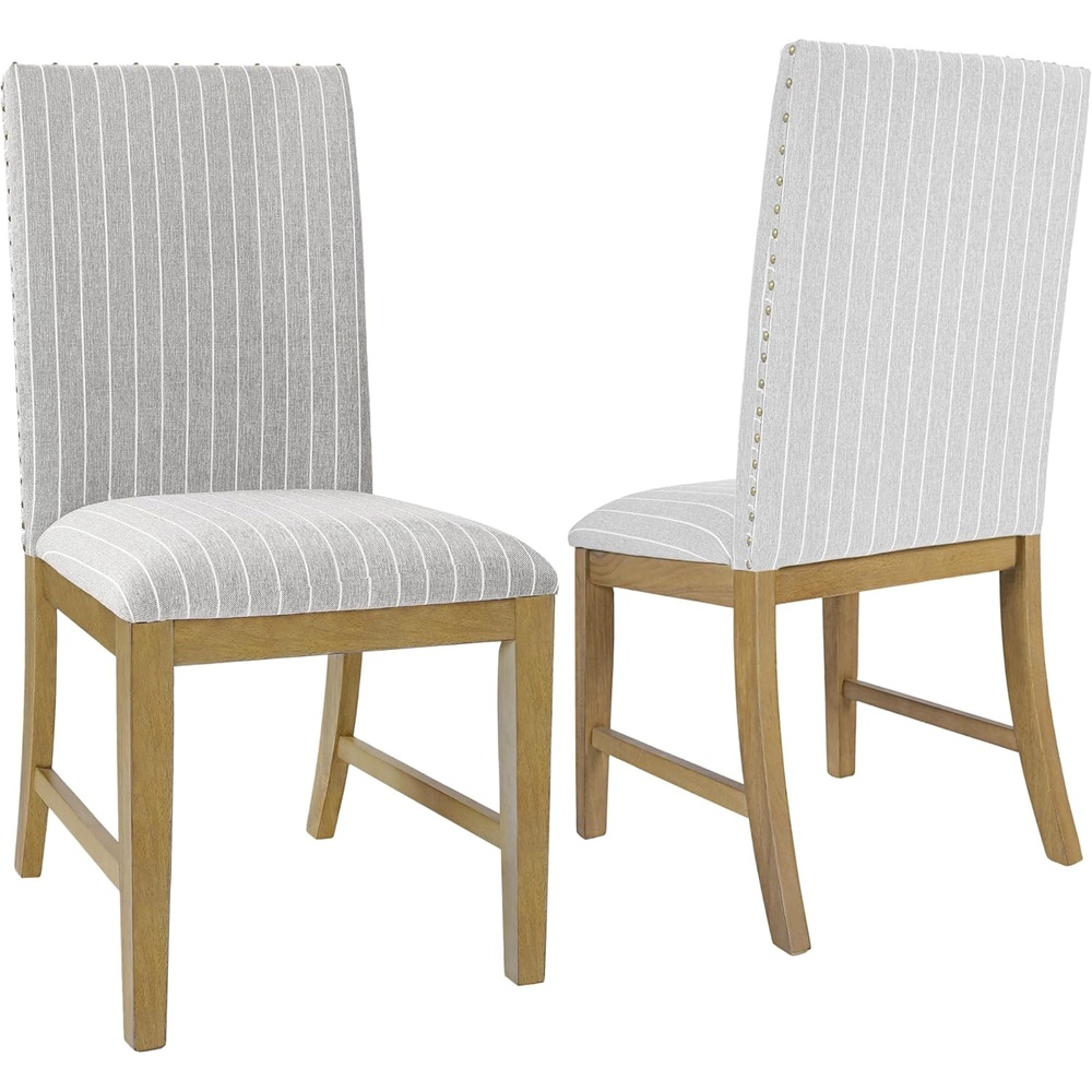 image:imageHomePop Parsons Dining Chair  Brown Stripe Set of 2Light Gray Stripe Set of 2