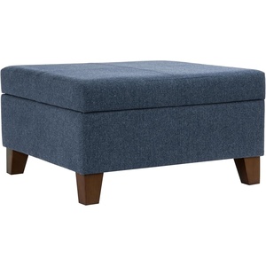 HomePop Luxury Large Storage Ottoman – Blue Woven Fabric(Blue Woven Fabric)