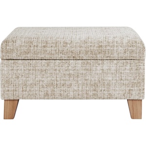 HomePop Luxury Large Storage Ottoman – Blue Woven Fabric(Cream Textural Woven)