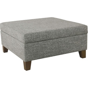 HomePop Luxury Large Storage Ottoman – Blue Woven Fabric(Slate Gray)
