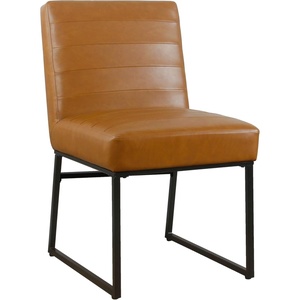 HomePop Parsons Classic Upholstered Accent Dining Chair, Single Pack, Orange(Caramel Brown Faux Leather)