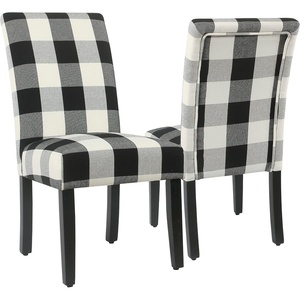 HomePop Parsons Dining Chair – Black Plaid (Set of 2)(Black Plaid(set of 2))