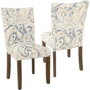 HomePop Parsons Dining Chair – Black Plaid (Set of 2)(Blue Velvet)