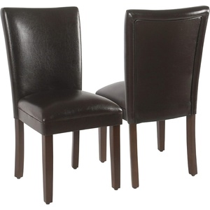 HomePop Parsons Dining Chair – Black Plaid (Set of 2)(Dark Brown Faux)