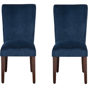 HomePop Parsons Dining Chair – Black Plaid (Set of 2)(Navy Velvet)
