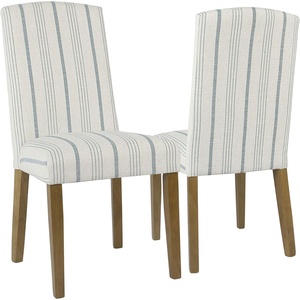 HomePop Parsons Dining Chair – Brown Stripe (Set of 2)(Blue Calypso Stripe)