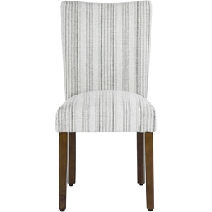 HomePop Parsons Dining Chair – Brown Stripe (Set of 2)(Gray Striped Pattern)
