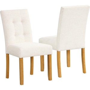 HomePop Parsons Dining Chair – Brown Stripe (Set of 2)(Ivory Textured Woven)