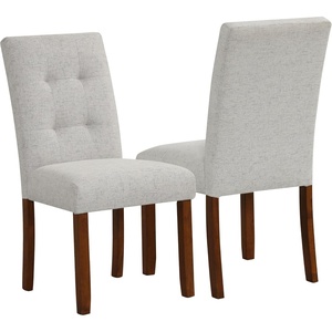 HomePop Parsons Dining Chair – Brown Stripe (Set of 2)(Slate Gray Woven)