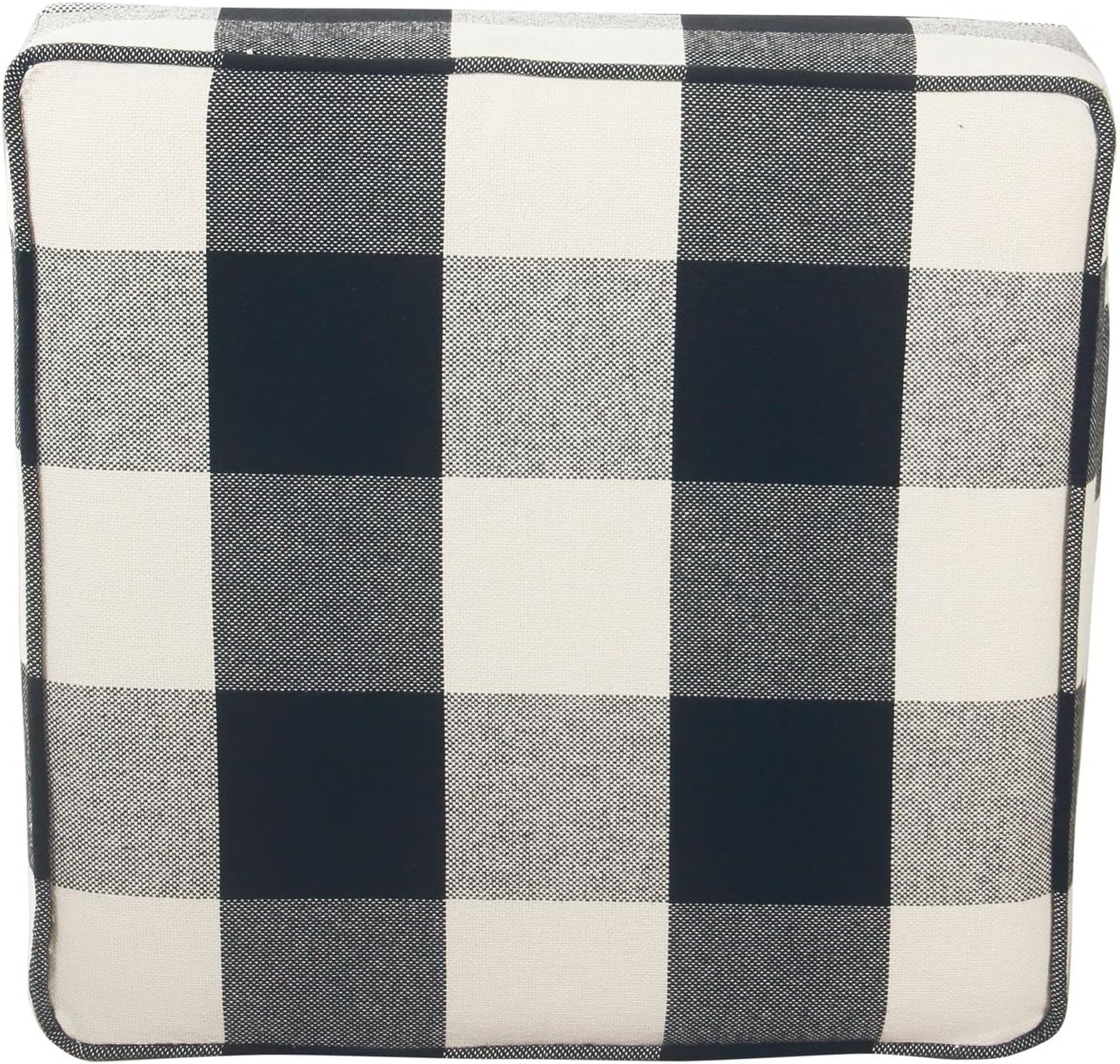 image:imageHomePop 18 Square Tufted Storage Ottoman Cream Textural WovenBlack