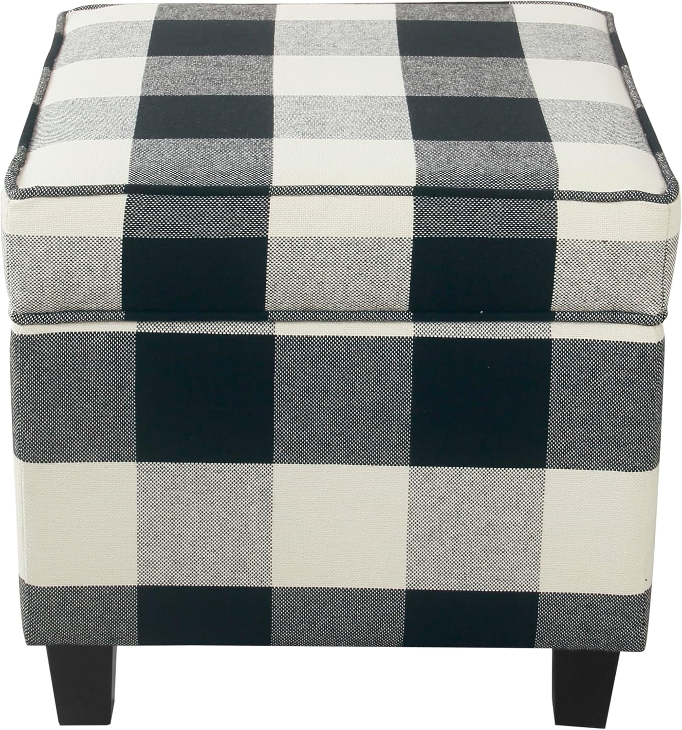 image:imageHomePop 18 Square Tufted Storage Ottoman Cream Textural WovenBlack