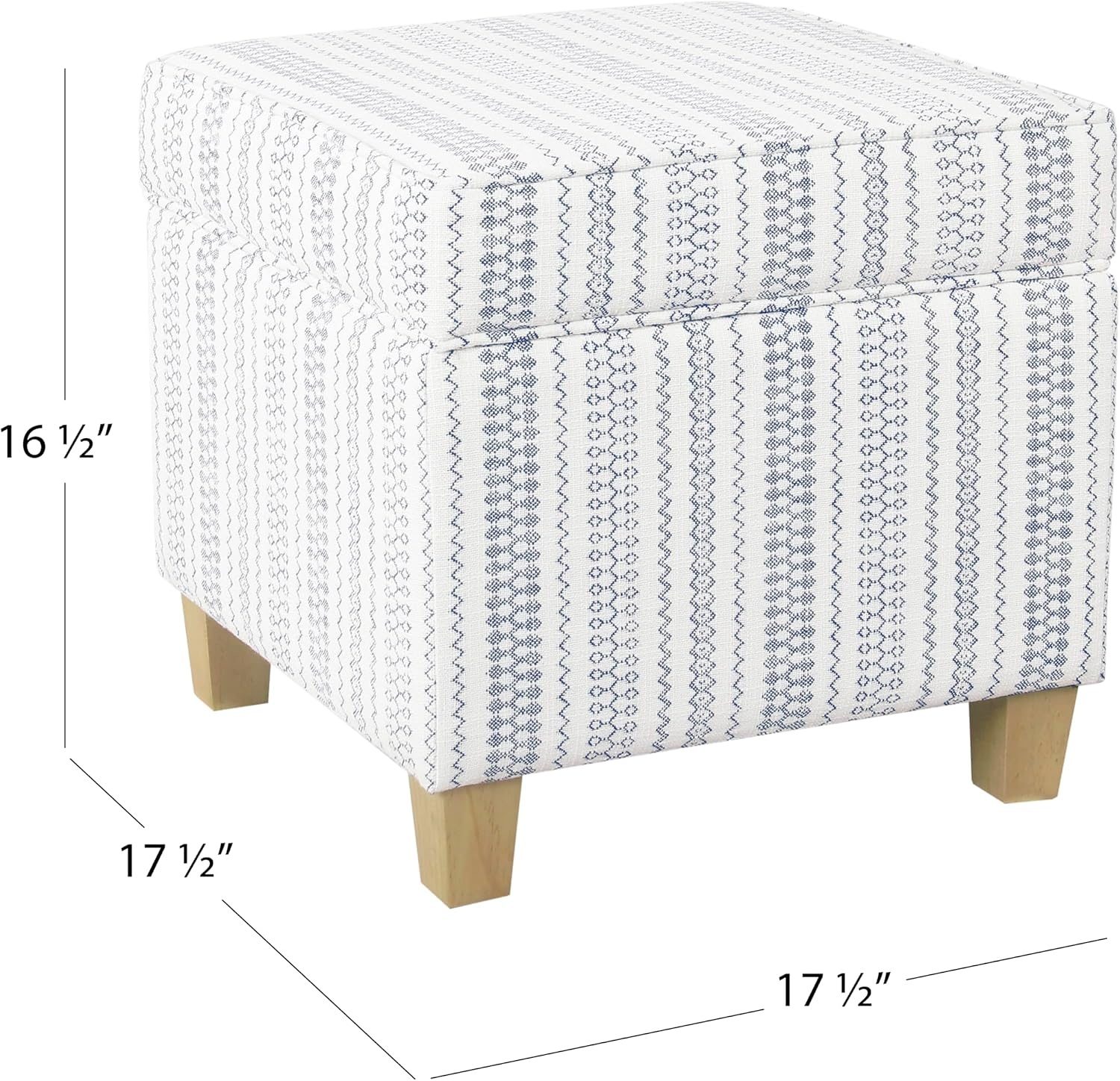 image:imageHomePop 18 Square Tufted Storage Ottoman Cream Textural WovenBlue