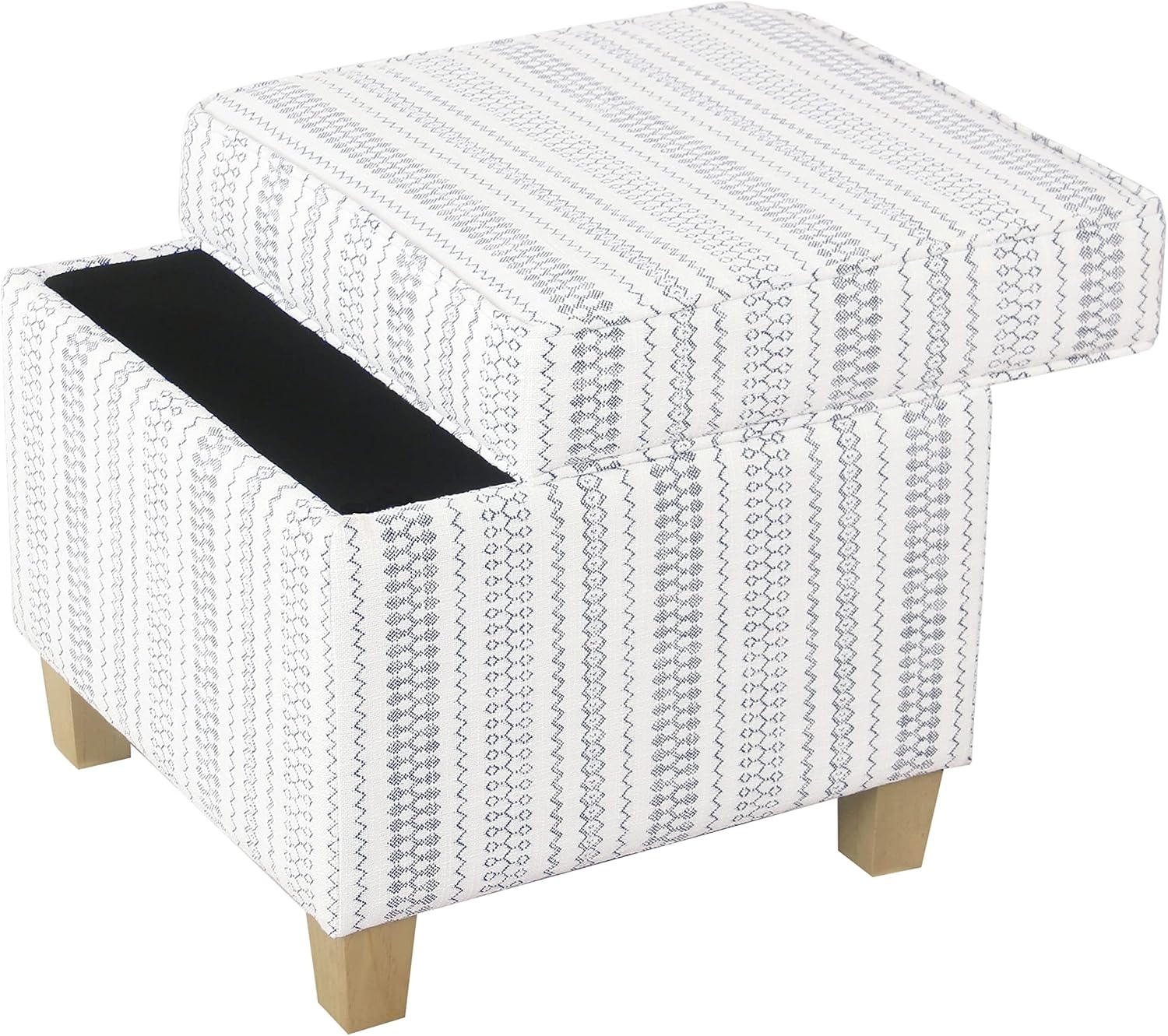 image:imageHomePop 18 Square Tufted Storage Ottoman Cream Textural WovenBlue