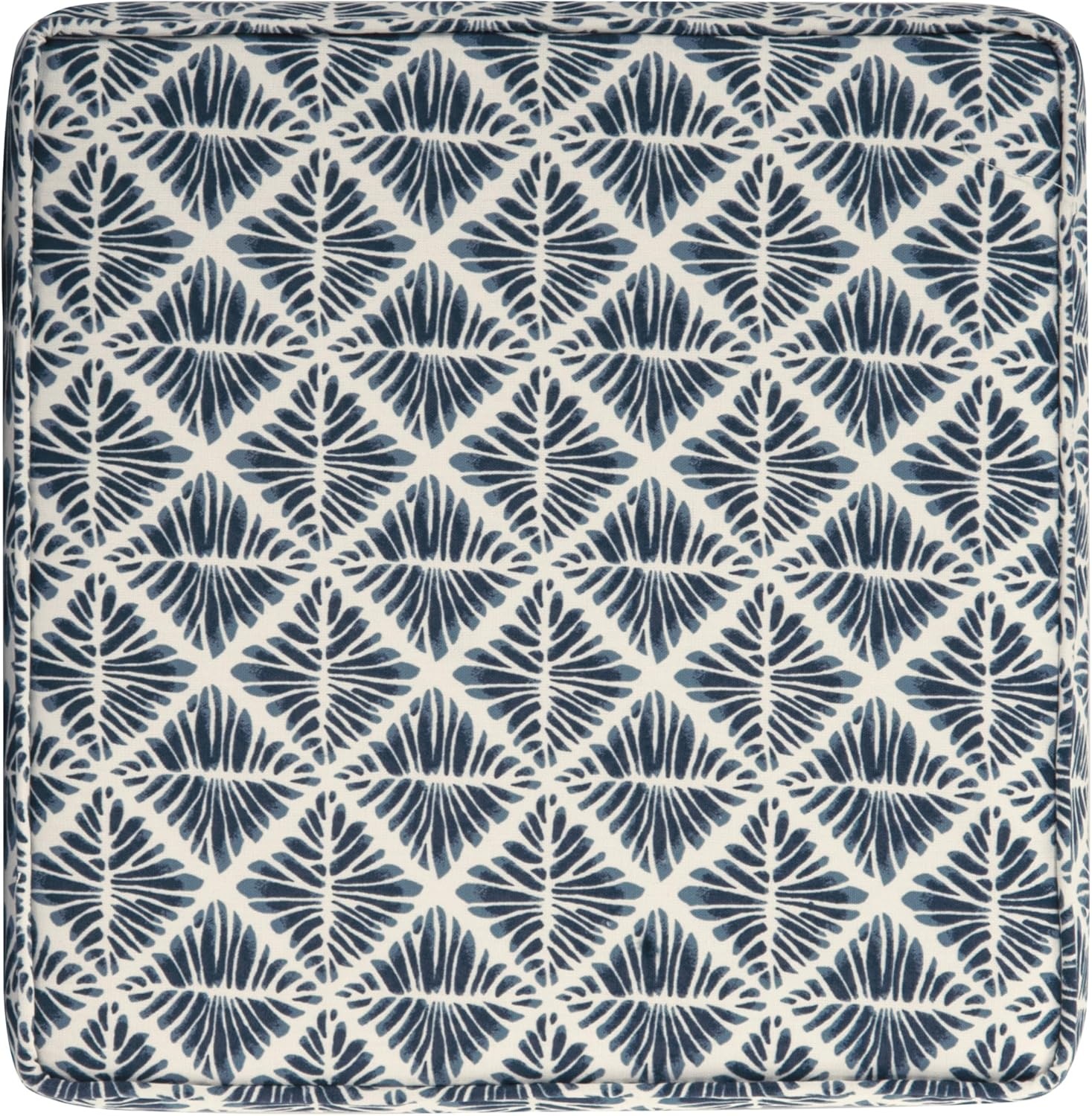 image:imageHomePop 18 Square Tufted Storage Ottoman Cream Textural WovenBlue Geometric Pattern