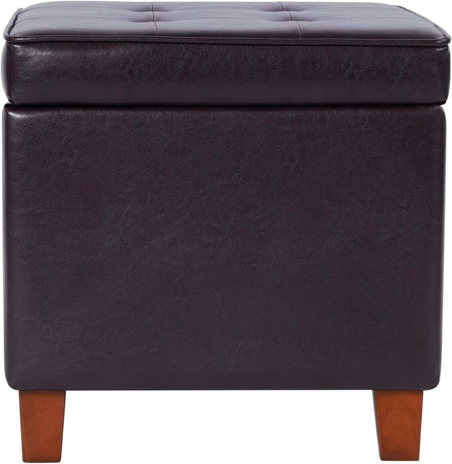 image:imageHomePop 18 Square Tufted Storage Ottoman Cream Textural WovenBrown