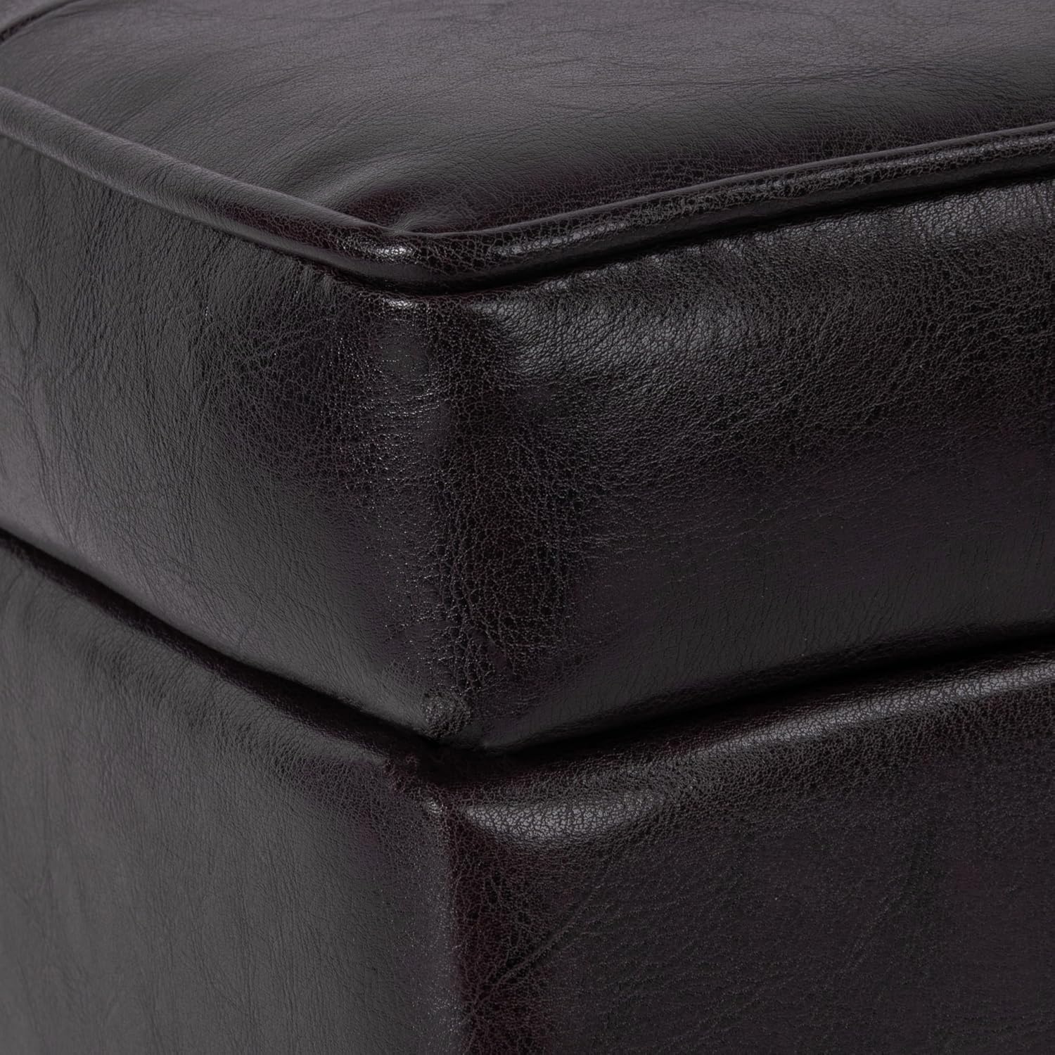 image:imageHomePop 18 Square Tufted Storage Ottoman Cream Textural WovenBrown