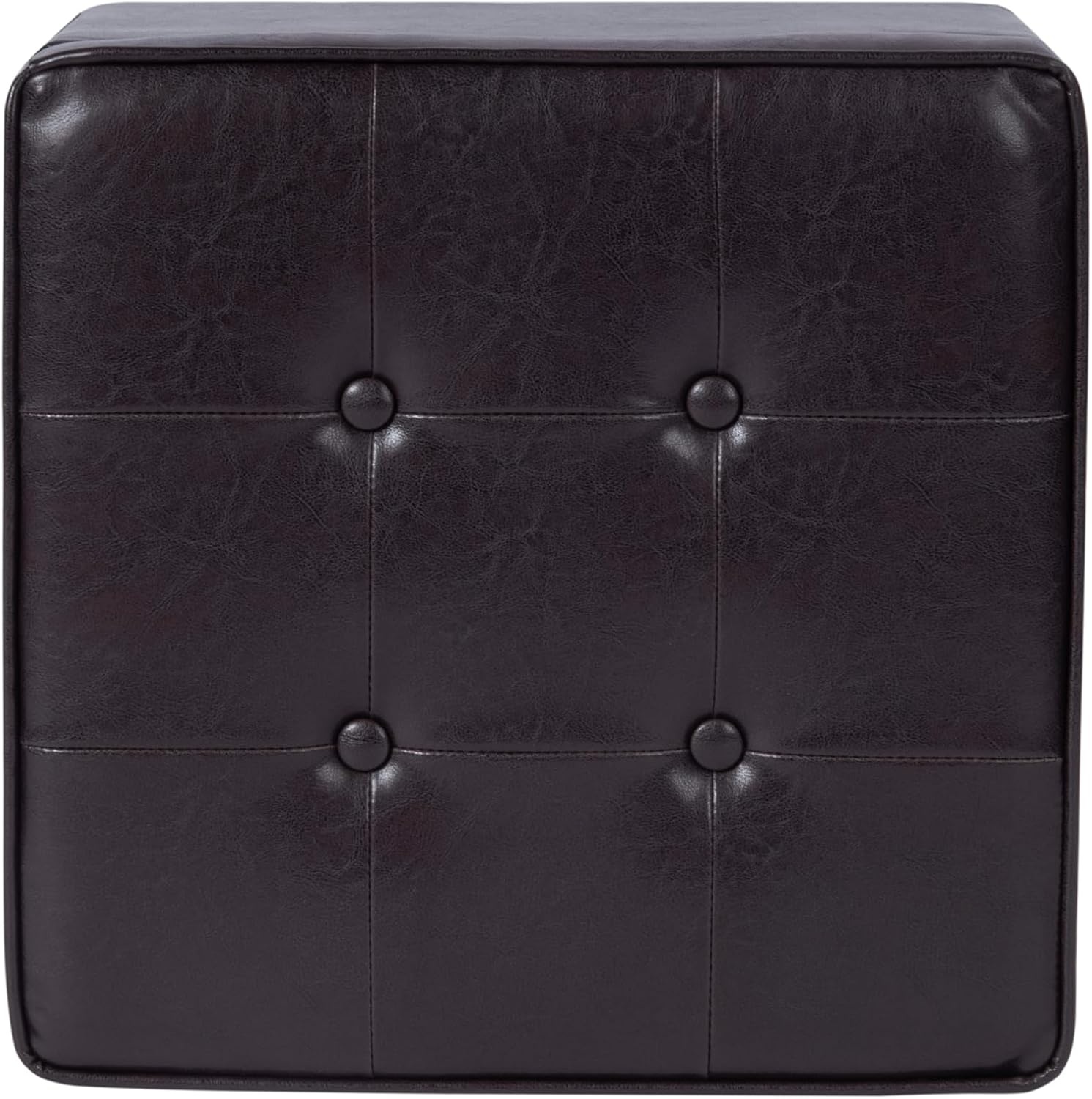 image:imageHomePop 18 Square Tufted Storage Ottoman Cream Textural WovenBrown