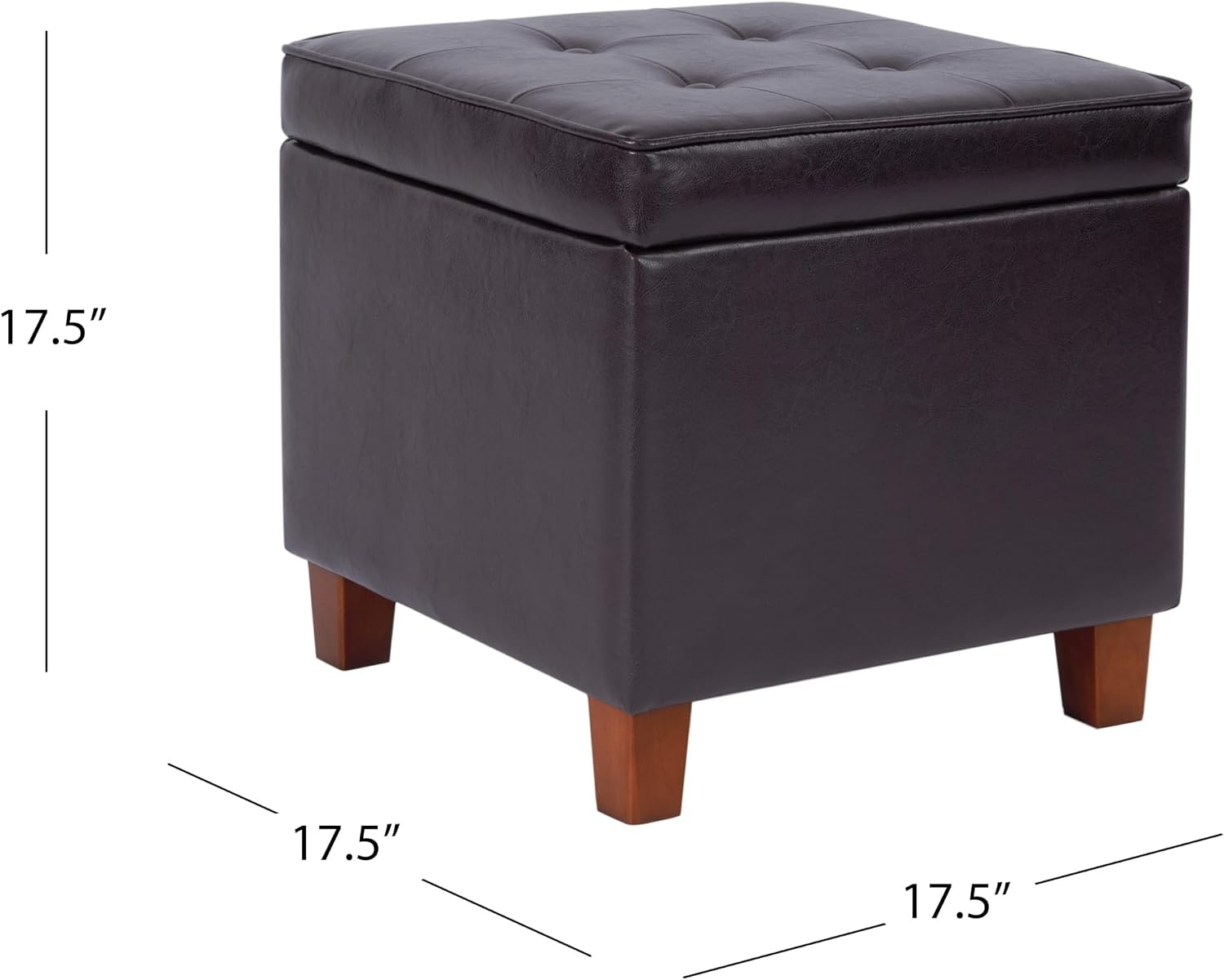 image:imageHomePop 18 Square Tufted Storage Ottoman Cream Textural WovenBrown