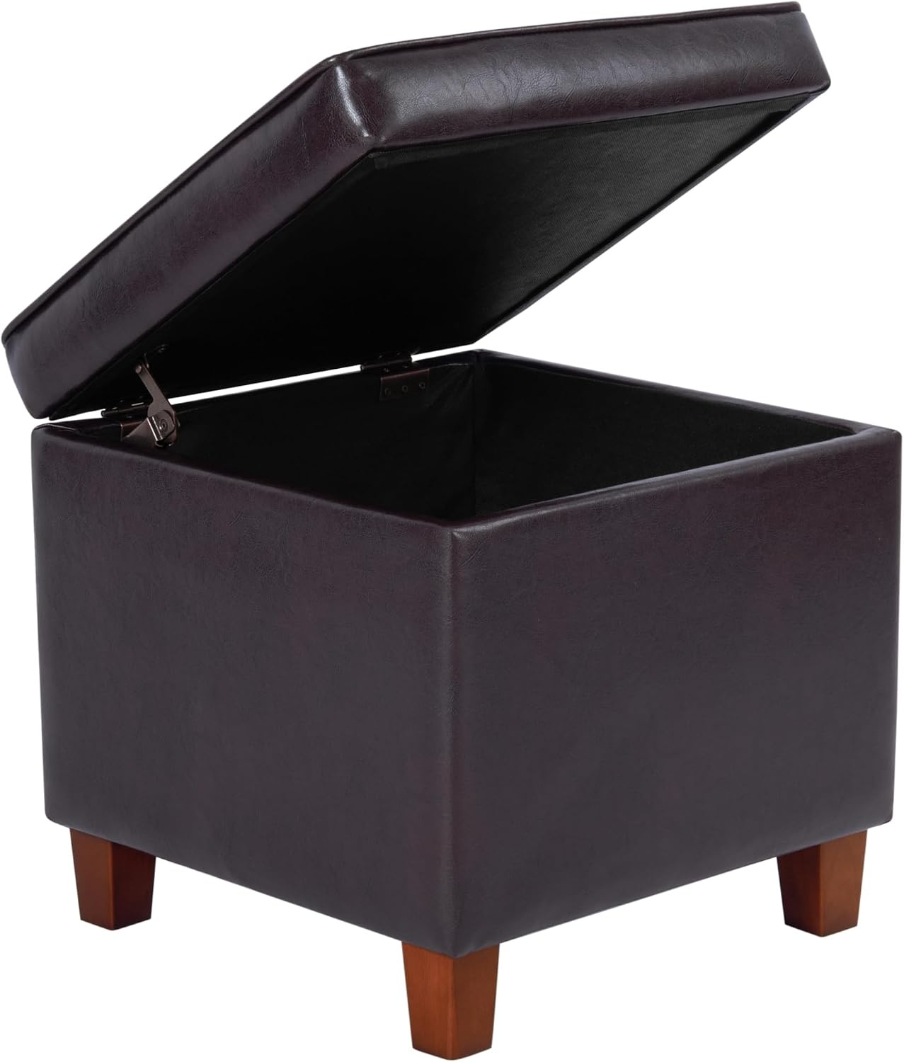image:imageHomePop 18 Square Tufted Storage Ottoman Cream Textural WovenBrown