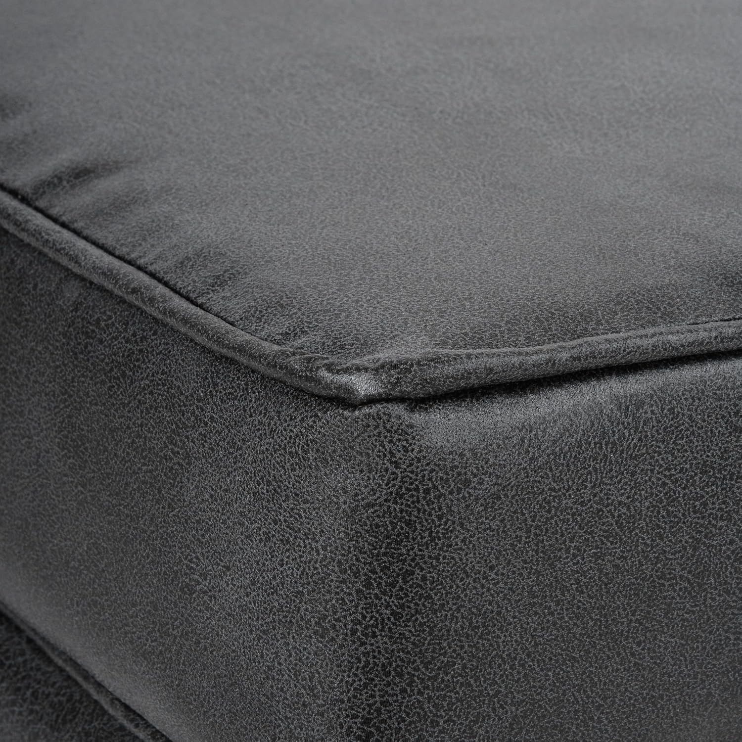 image:imageHomePop 18 Square Tufted Storage Ottoman Cream Textural WovenGrey