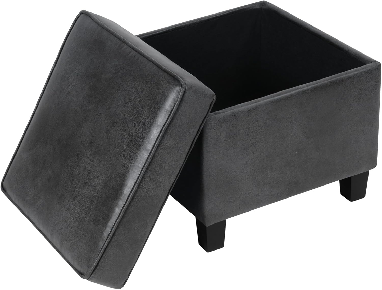 image:imageHomePop 18 Square Tufted Storage Ottoman Cream Textural WovenGrey