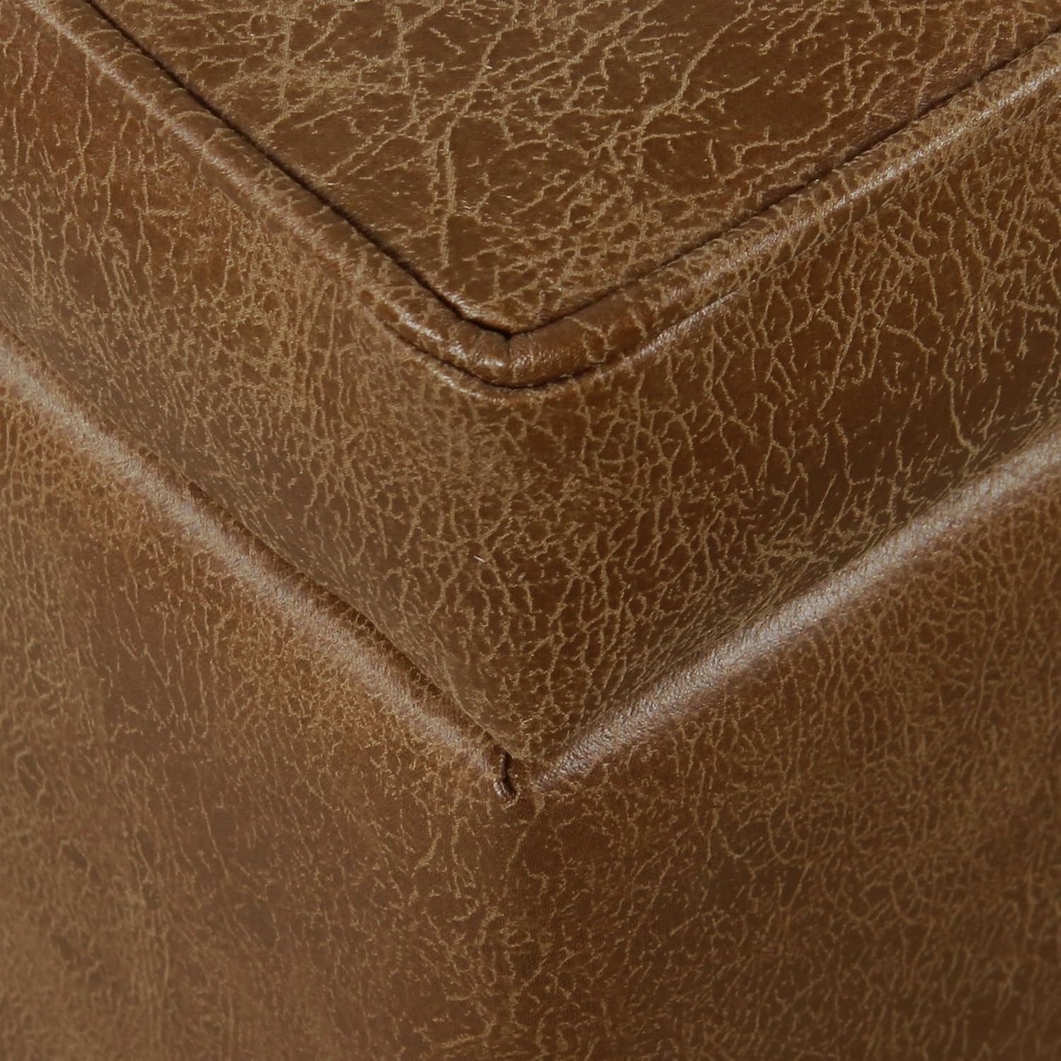 image:imageHomePop 18 Square Tufted Storage Ottoman Cream Textural WovenLight Brown